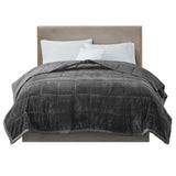 Madison Park Coleman Casual 100% Polyester Reversible Plush to Microfiber DA Blanket Charcoal King:108x90" MP51-7660