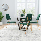 English Elm EE2656 100% Polyester, Plywood, Steel Modern Commercial Grade Dining Chair Set - Set of 2 Green, Gold 100% Polyester, Plywood, Steel