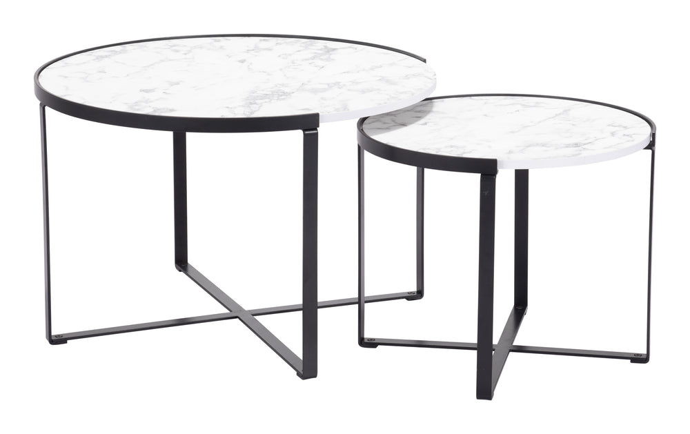 Zuo Modern Brioche MDF, Steel Modern Commercial Grade Coffee Table Set White, Black MDF, Steel