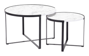 Zuo Modern Brioche MDF, Steel Modern Commercial Grade Coffee Table Set White, Black MDF, Steel