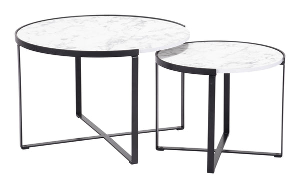 Zuo Modern Brioche MDF, Steel Modern Commercial Grade Coffee Table Set White, Black MDF, Steel
