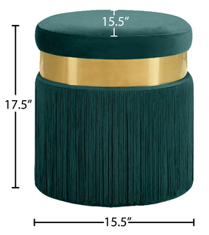 Yasmine Velvet / Engineered Wood / Stainless Steel / Foam Contemporary Green Velvet Ottoman/Stool - 15.5" W x 15.5" D x 17.5" H