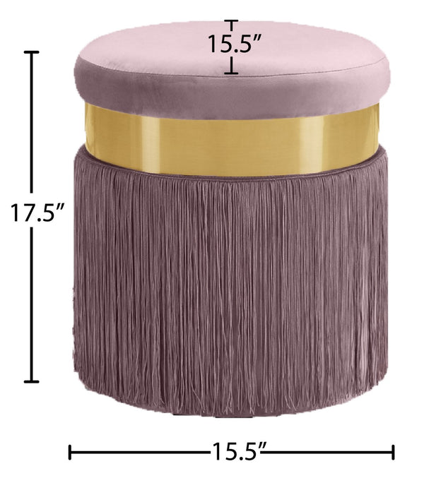 Yasmine Velvet / Engineered Wood / Stainless Steel / Foam Contemporary Pink Velvet Ottoman/Stool - 15.5" W x 15.5" D x 17.5" H