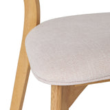 Chazz Mid Century Light Beige Fabric Dining Chairs with Natural Oak Finished Frame Noble House