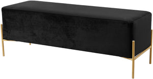 Isla Velvet / Engineered Wood / Stainless Steel / Foam Contemporary Black Velvet Bench - 48" W x 16" D x 17" H