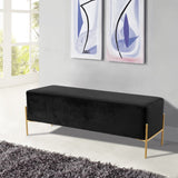 Isla Velvet / Engineered Wood / Stainless Steel / Foam Contemporary Black Velvet Bench - 48" W x 16" D x 17" H