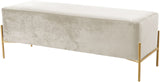 Isla Velvet / Engineered Wood / Stainless Steel / Foam Contemporary Cream Velvet Bench - 48" W x 16" D x 17" H
