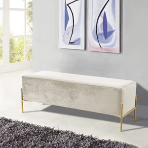 Isla Velvet / Engineered Wood / Stainless Steel / Foam Contemporary Cream Velvet Bench - 48" W x 16" D x 17" H