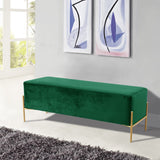 Isla Velvet / Engineered Wood / Stainless Steel / Foam Contemporary Green Velvet Bench - 48" W x 16" D x 17" H