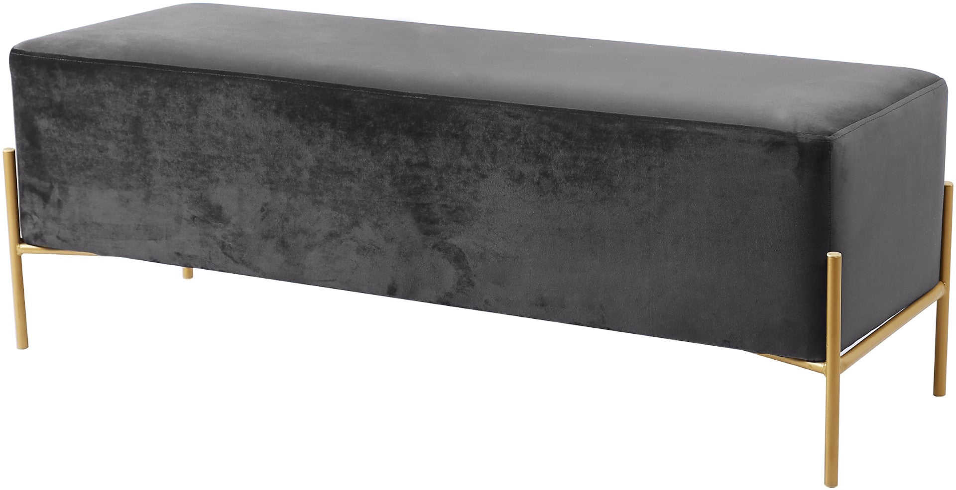 Isla Plush Upholstered Contemporary Bench with Gold Legs - Thumbnail 4