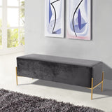 Isla Velvet / Engineered Wood / Stainless Steel / Foam Contemporary Grey Velvet Bench - 48" W x 16" D x 17" H