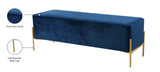 Isla Velvet / Engineered Wood / Stainless Steel / Foam Contemporary Navy Velvet Bench - 48" W x 16" D x 17" H
