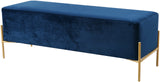 Isla Velvet / Engineered Wood / Stainless Steel / Foam Contemporary Navy Velvet Bench - 48" W x 16" D x 17" H