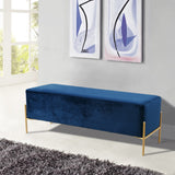 Isla Velvet / Engineered Wood / Stainless Steel / Foam Contemporary Navy Velvet Bench - 48" W x 16" D x 17" H