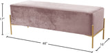 Isla Velvet / Engineered Wood / Stainless Steel / Foam Contemporary Pink Velvet Bench - 48" W x 16" D x 17" H