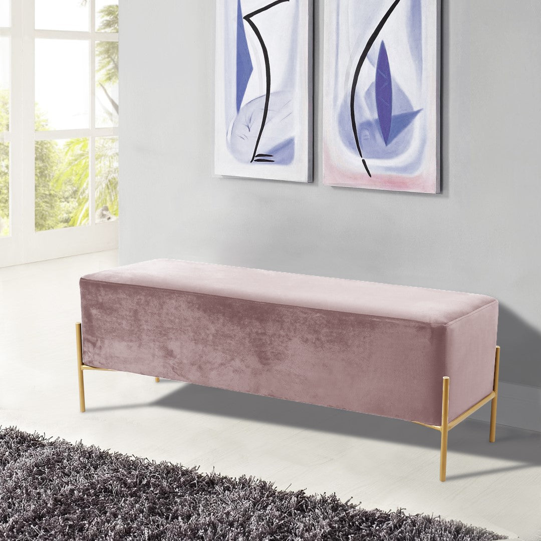 Isla Plush Upholstered Contemporary Bench with Gold Legs - Thumbnail 2
