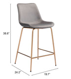 Zuo Modern Tony 100% Polyester, Plywood, Steel Modern Commercial Grade Counter Stool Gray, Gold 100% Polyester, Plywood, Steel