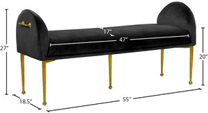 Owen Velvet / Engineered Wood / Foam Contemporary Black Velvet Bench - 55" W x 18.5" D x 27" H