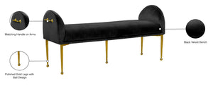 Owen Velvet / Engineered Wood / Foam Contemporary Black Velvet Bench - 55" W x 18.5" D x 27" H