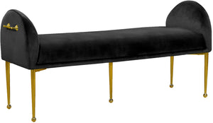 Owen Velvet / Engineered Wood / Foam Contemporary Black Velvet Bench - 55" W x 18.5" D x 27" H