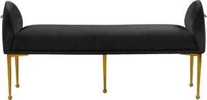 Owen Velvet / Engineered Wood / Foam Contemporary Black Velvet Bench - 55" W x 18.5" D x 27" H
