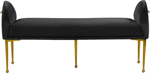 Owen Velvet / Engineered Wood / Foam Contemporary Black Velvet Bench - 55" W x 18.5" D x 27" H
