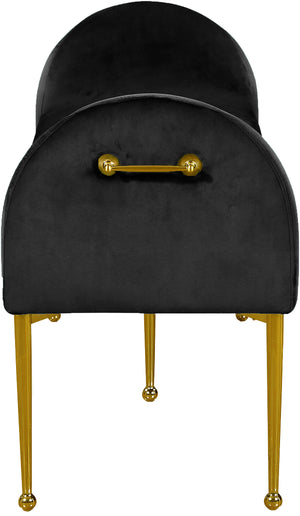 Owen Velvet / Engineered Wood / Foam Contemporary Black Velvet Bench - 55" W x 18.5" D x 27" H