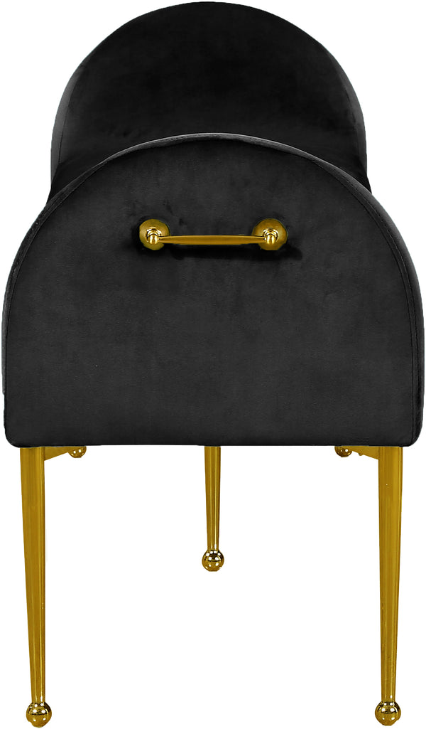 Owen Velvet / Engineered Wood / Foam Contemporary Black Velvet Bench - 55" W x 18.5" D x 27" H