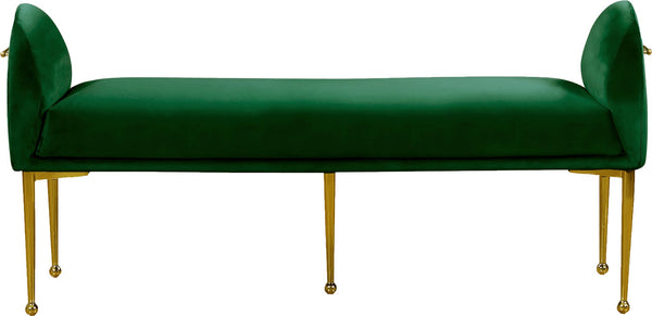 Owen Velvet / Engineered Wood / Foam Contemporary Green Velvet Bench - 55" W x 18.5" D x 27" H