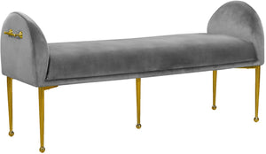 Owen Velvet / Engineered Wood / Foam Contemporary Grey Velvet Bench - 55" W x 18.5" D x 27" H