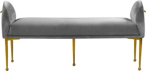 Owen Velvet / Engineered Wood / Foam Contemporary Grey Velvet Bench - 55" W x 18.5" D x 27" H