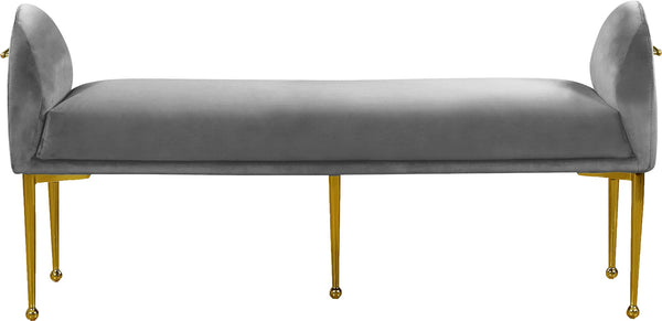 Owen Velvet / Engineered Wood / Foam Contemporary Grey Velvet Bench - 55" W x 18.5" D x 27" H