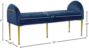 Owen Velvet / Engineered Wood / Foam Contemporary Navy Velvet Bench - 55" W x 18.5" D x 27" H