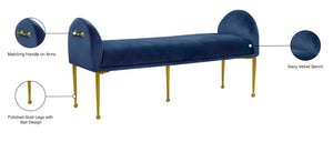 Owen Velvet / Engineered Wood / Foam Contemporary Navy Velvet Bench - 55" W x 18.5" D x 27" H