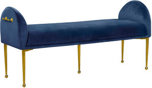 Owen Velvet / Engineered Wood / Foam Contemporary Navy Velvet Bench - 55" W x 18.5" D x 27" H