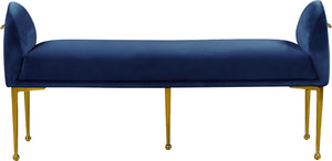 Owen Velvet / Engineered Wood / Foam Contemporary Navy Velvet Bench - 55" W x 18.5" D x 27" H
