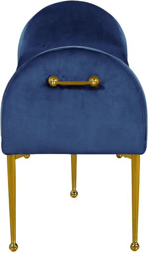 Owen Velvet / Engineered Wood / Foam Contemporary Navy Velvet Bench - 55" W x 18.5" D x 27" H