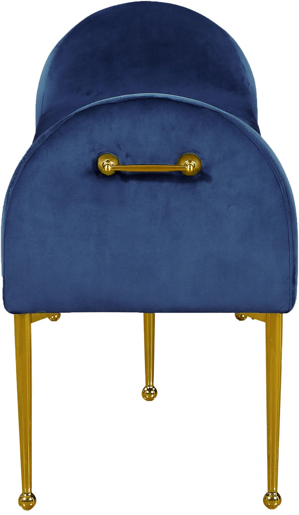 Owen Velvet / Engineered Wood / Foam Contemporary Navy Velvet Bench - 55" W x 18.5" D x 27" H