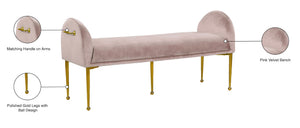 Owen Velvet / Engineered Wood / Foam Contemporary Pink Velvet Bench - 55" W x 18.5" D x 27" H