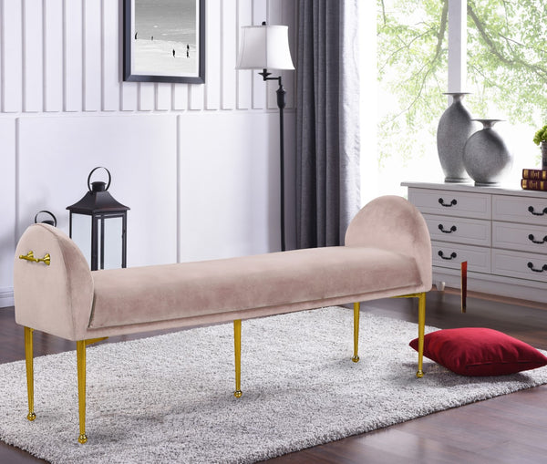 Owen Velvet / Engineered Wood / Foam Contemporary Pink Velvet Bench - 55" W x 18.5" D x 27" H