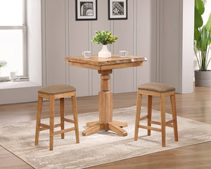 ECI Furniture Logan's Edge Adjustable Height Pub Table Complete, Natural Natural Wood solids and veneers