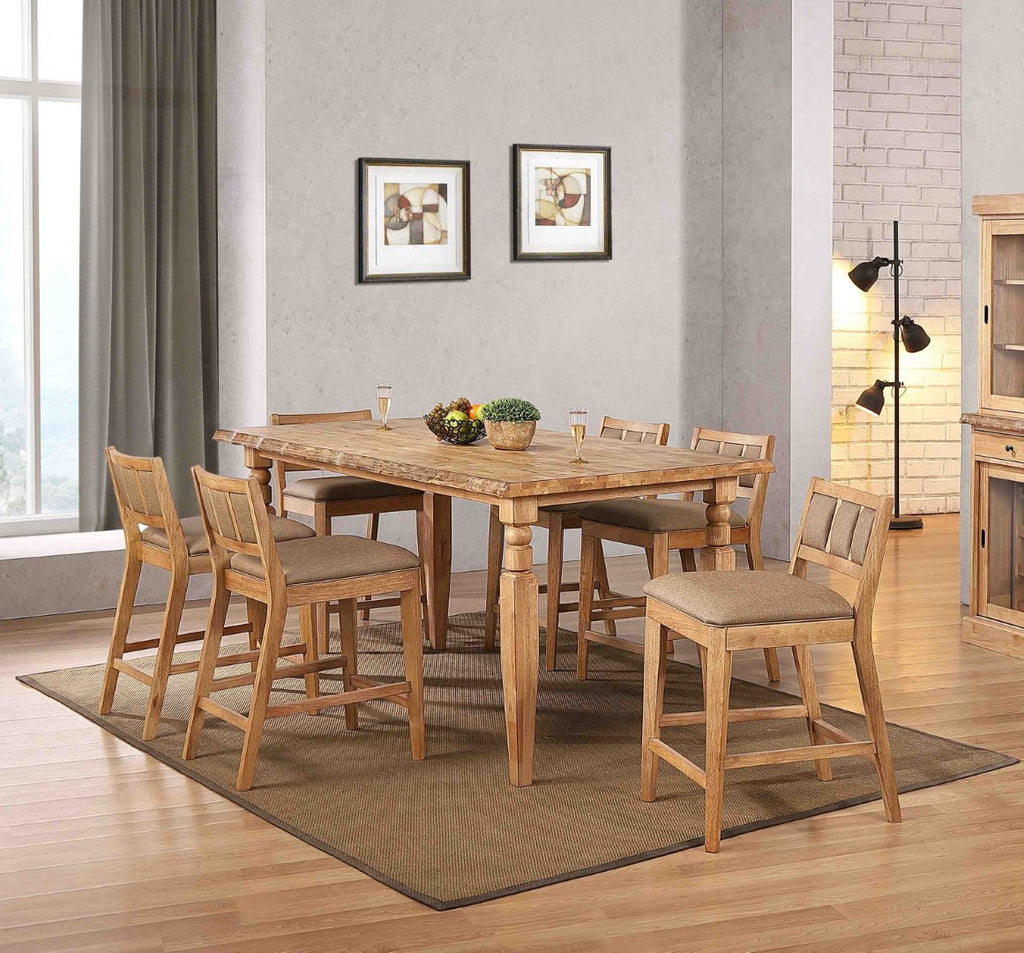 ECI Furniture Logan's Edge 24" Low Back Counter Stool (Non-Swivel), Natural - Set of 2 Natural Wood solids and veneers