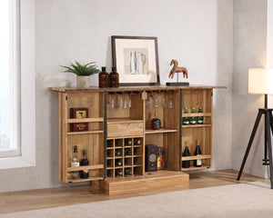 ECI Furniture Logan's Edge Spirit Cabinet With Live Edge, Natural Natural Wood solids and veneers