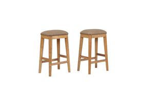 ECI Furniture Logan's Edge 24" Saddle Stool, Natural - Set of 2 Natural Wood solids and veneers