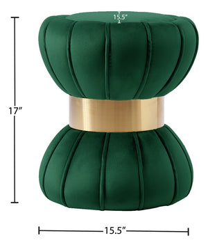 Vino Velvet / Engineered Wood / Stainless Steel / Foam Contemporary Green Velvet Ottoman/Stool - 15.5" W x 15.5" D x 17" H