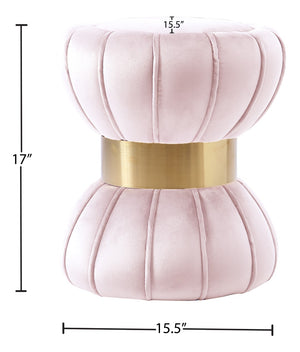 Vino Velvet / Engineered Wood / Stainless Steel / Foam Contemporary Pink Velvet Ottoman/Stool - 15.5" W x 15.5" D x 17" H