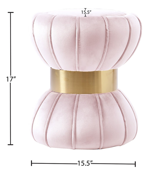 Vino Velvet / Engineered Wood / Stainless Steel / Foam Contemporary Pink Velvet Ottoman/Stool - 15.5" W x 15.5" D x 17" H