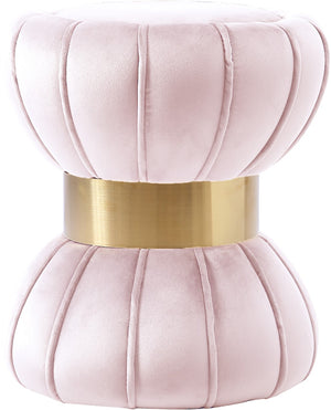 Vino Velvet / Engineered Wood / Stainless Steel / Foam Contemporary Pink Velvet Ottoman/Stool - 15.5" W x 15.5" D x 17" H