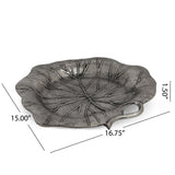 Trion Handcrafted Aluminum Leaf Dish, Antique Nickel Noble House