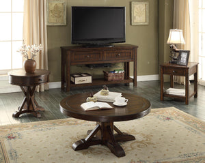 ECI Furniture Gettysburg Round Cocktail Table Complete, Dark Distressed Dark Distressed Wood solids and veneers